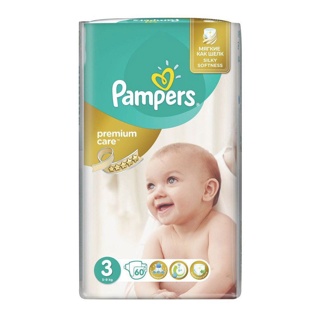 Подгузники Pampers Premium Care 3 (4-9 кг)  60 шт