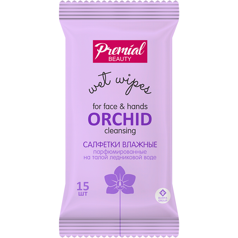 цена Влажные салфетки Premial La Fleur Орхидея 15 шт