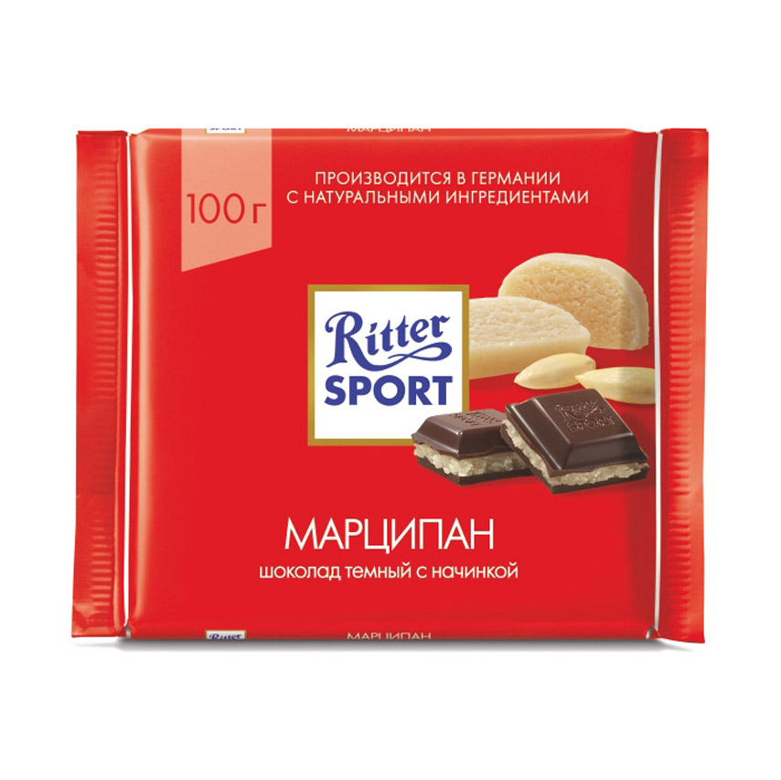 цена Шоколад тёмный Ritter Sport марципан 100 г
