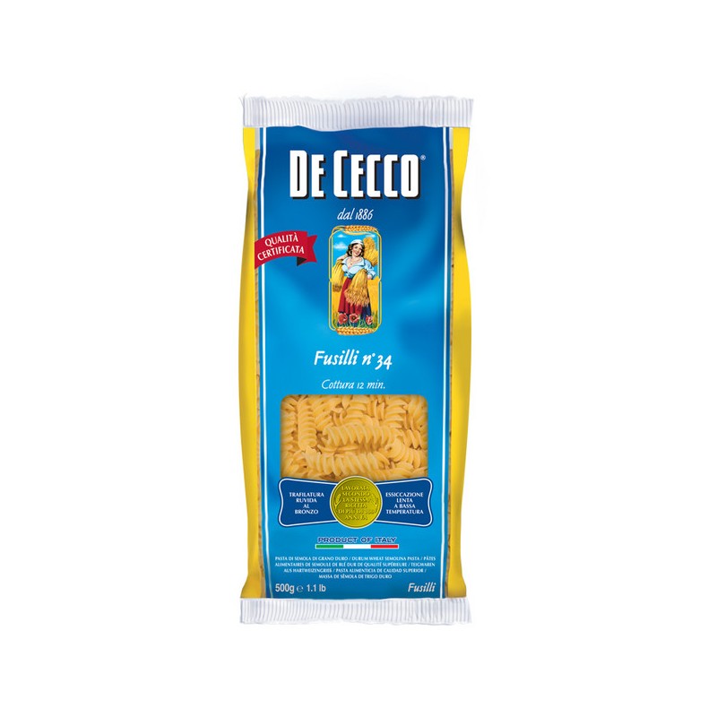 Макаронные изделия De Cecco Фузилли №34 500 г макаронные изделия fettuccine 233 de cecco 500 г