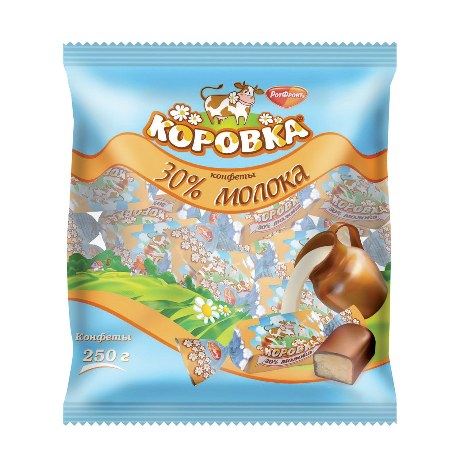 Конфеты Рот Фронт Коровка 30% молока 250 г конфеты рот фронт коровка вес