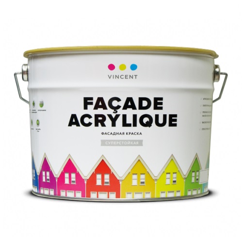 Краска акрилатная матовая Vincent Facade Acrylique f-2 Base с 8.1л (091-033) краска полуглянцевая vincent экстрасатин base а 0 8л