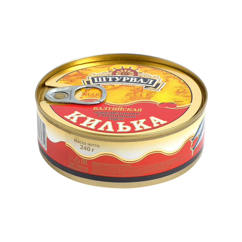 Килька балтийская Штурвал В томатном соусе 240 г килька балтийская барс в томатном соусе чили 250 г
