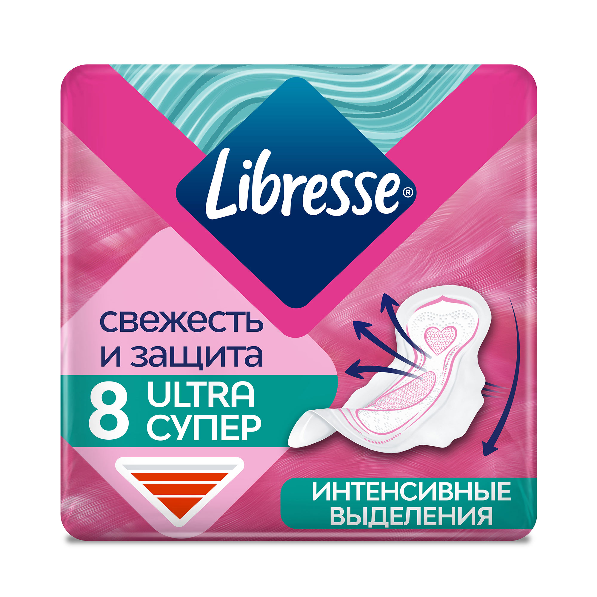 Гигиенические прокладки Libresse Ultra Super с мягкой поверхностью, 8 шт. гигиенические прокладки libresse ultra pure sensitive супер 7 шт