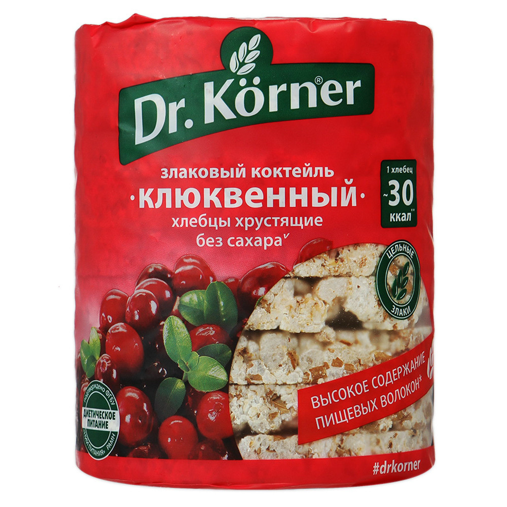 цена Хлебцы хрустящие Dr. Korner Злаковый коктейль клюквенный 100 г