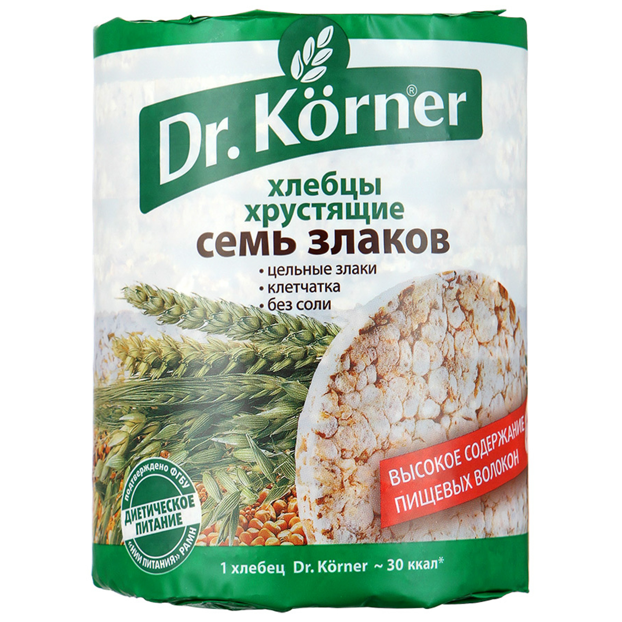 Хлебцы хрустящие Dr. Korner Семь злаков 100 г хлебцы черемушки гречневые с луком 72 г