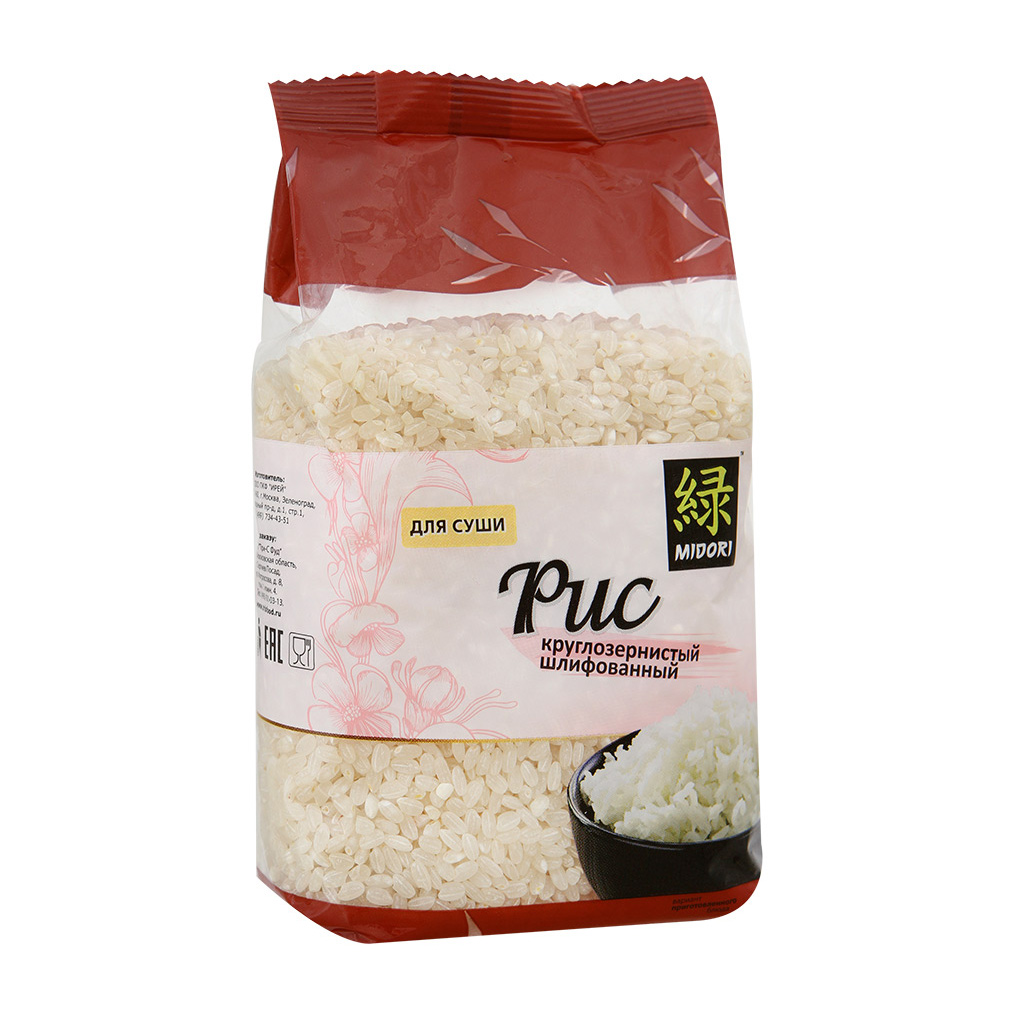 Рис Midori шлифованный для суши 450 г рис для суши круглозернистый midori шлифованный 450 г