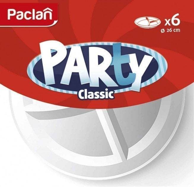 Набор тарелок трехсекционные Paclan 26 см 6 штук/упаковок (412103) фасовочные пакеты paclan