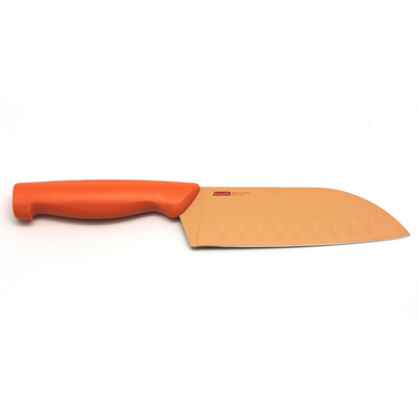 цена Нож кухонный Atlantis Microban 5T-O 13 см оранжевый