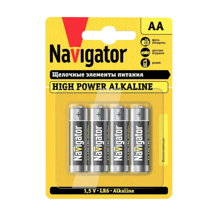 Батарейки Navigator LR6 AА 4 шт батарейки щелочные алкалиновые космос lr6 аа пальчиковые 2 шт