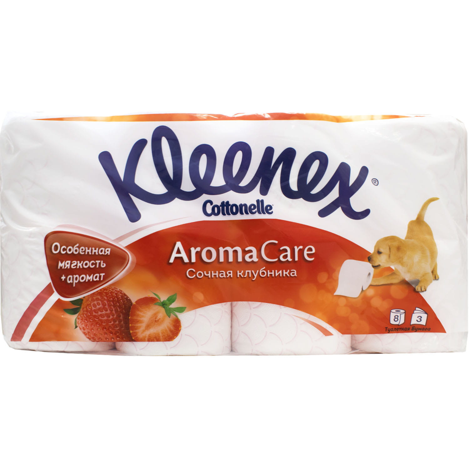 Туалетная бумага Kleenex  Клубника 8 рулонов 3слоя (9450135)