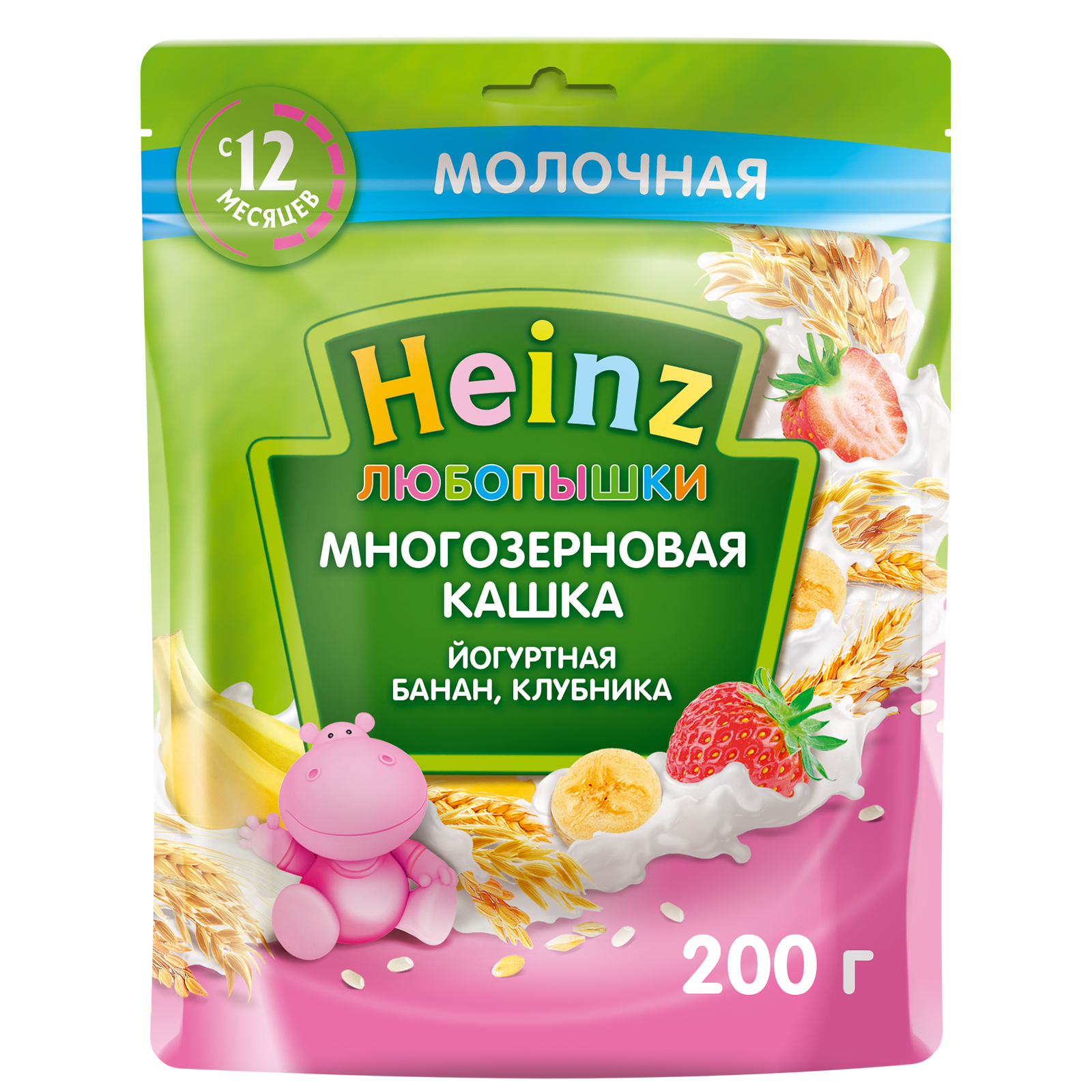 Каша Heinz йогуртная многозерновая банан, клубника c 12-ти месяцев 200 г