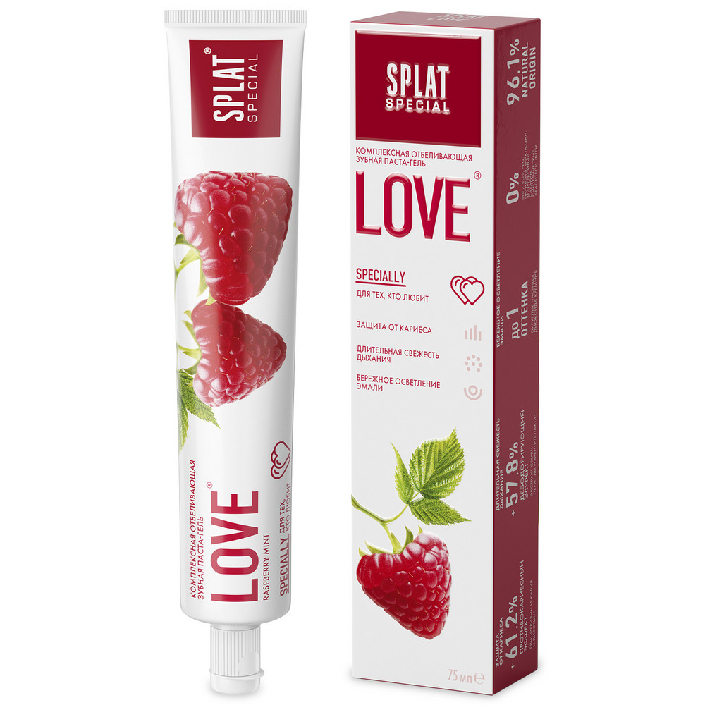 Отбеливающая зубная паста для защиты от бактерий и вирусов SPLAT Special LOVE ЛЮБОВЬ , 75 мл