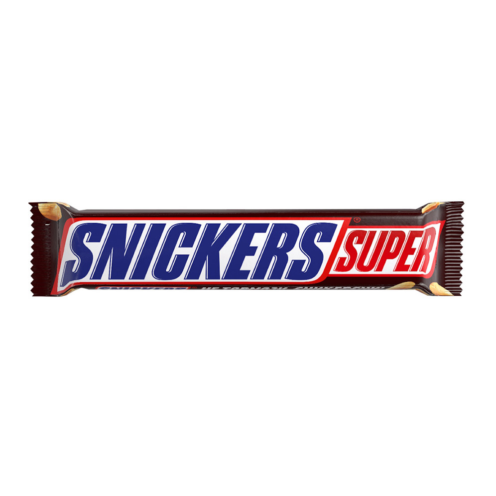 Шоколадный батончик Snickers Super 95 г шоколадный батончик snickers 80 г