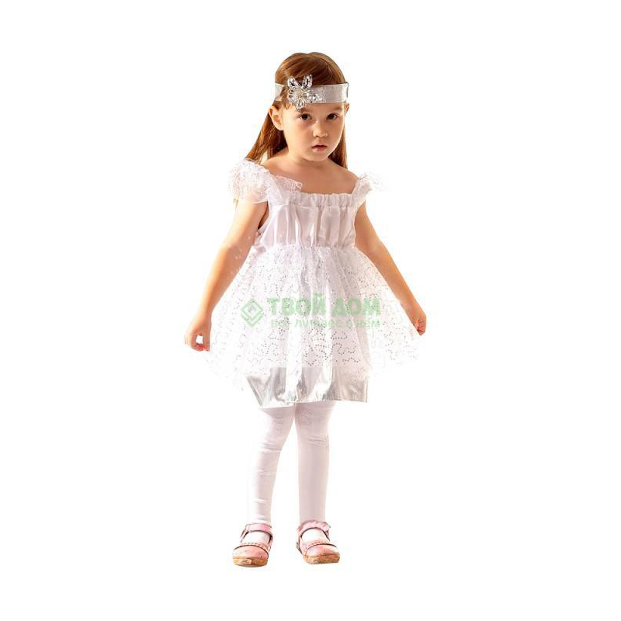 Артэ-грим Костюм снежинка-малышка белый костюм артэ грим снежинка малышка розовый 30 32