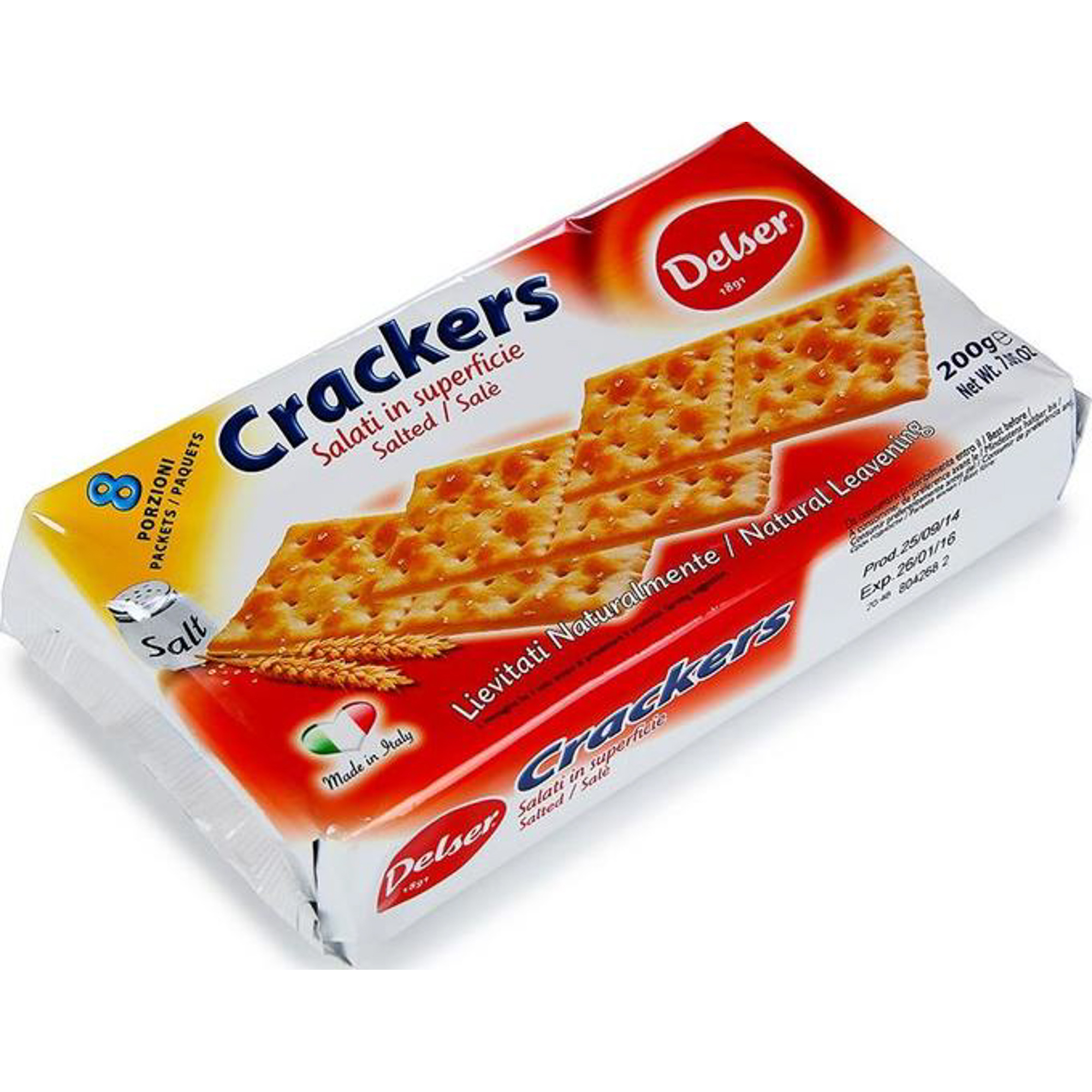 Крекеры Delser Crackers integrali из непросеянной муки, 200 г