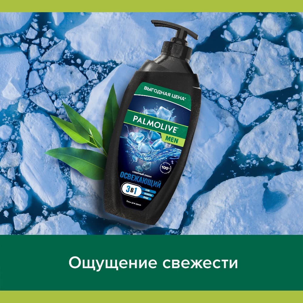 Гель для душа мужской Palmolive MEN Северный океан с морскими минералами 3 в 1 для тела, волос и лица, 750 мл Вид№8