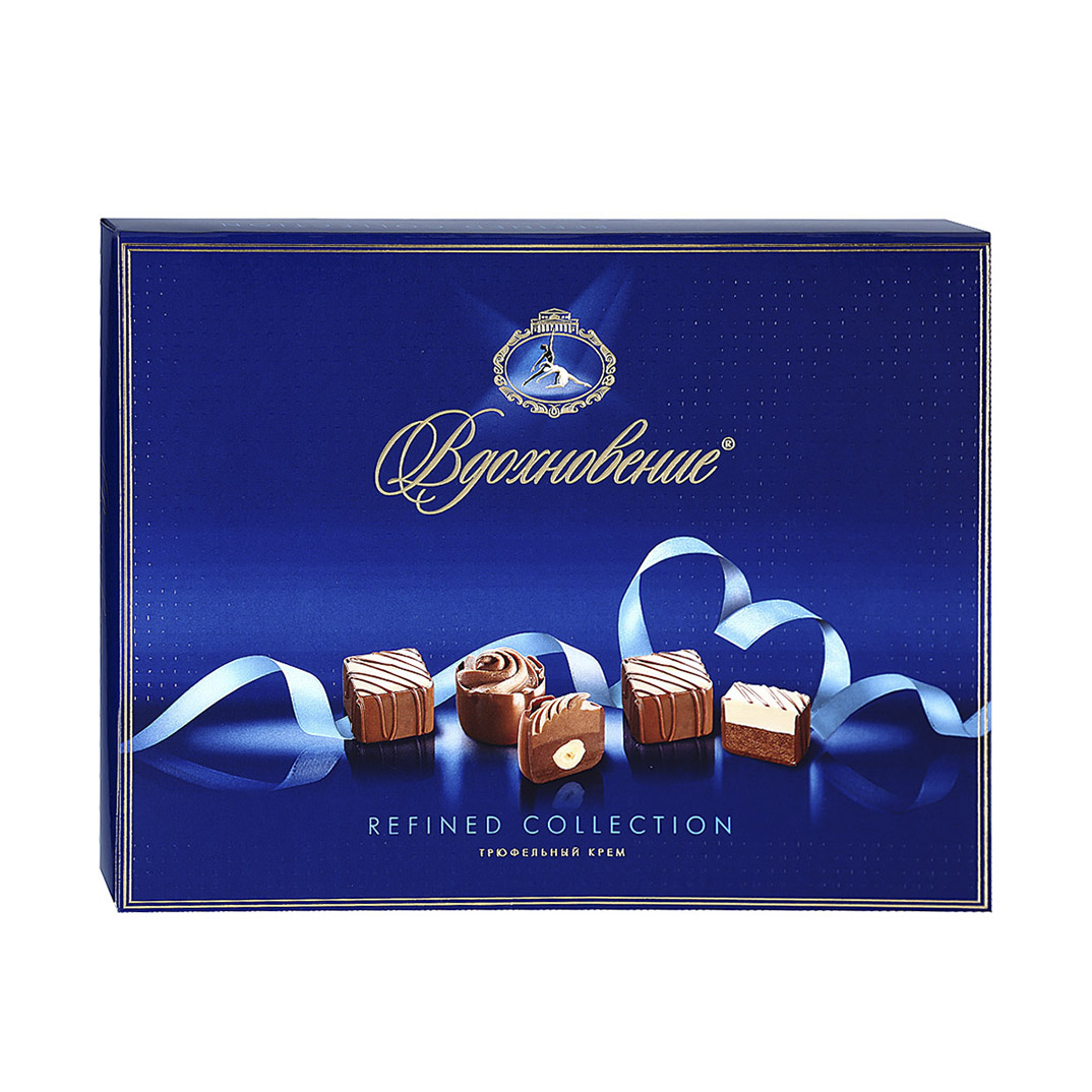 Шоколадный набор Вдохновение Трюфельный крем 170 г коробка складная под 4 конфеты белая 12 6 х 12 6 х 3 5 см