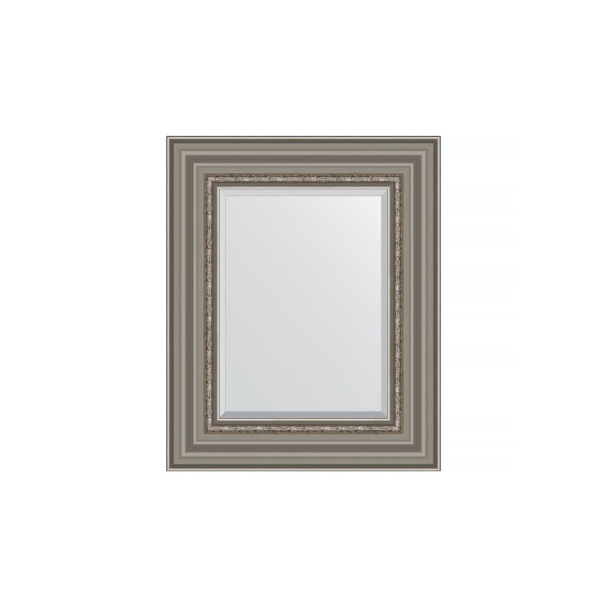 Зеркало с фацетом в багетной раме Evoform римское серебро 88 мм 46х56 см зеркало с фацетом в багетной раме evoform травленое серебро 95 мм 58х88 см