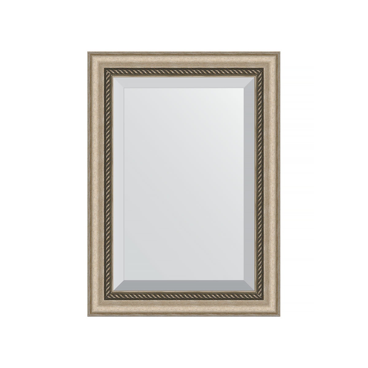 Зеркало с фацетом в багетной раме Evoform состаренное серебро с плетением 70 мм 53х73 см зеркало evoform с фацетом 15 mm 70х160 см