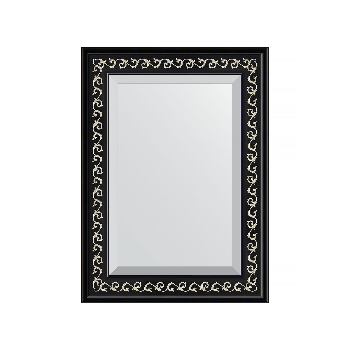 Зеркало с фацетом в багетной раме Evoform черный ардеко 81 мм 55х75 см