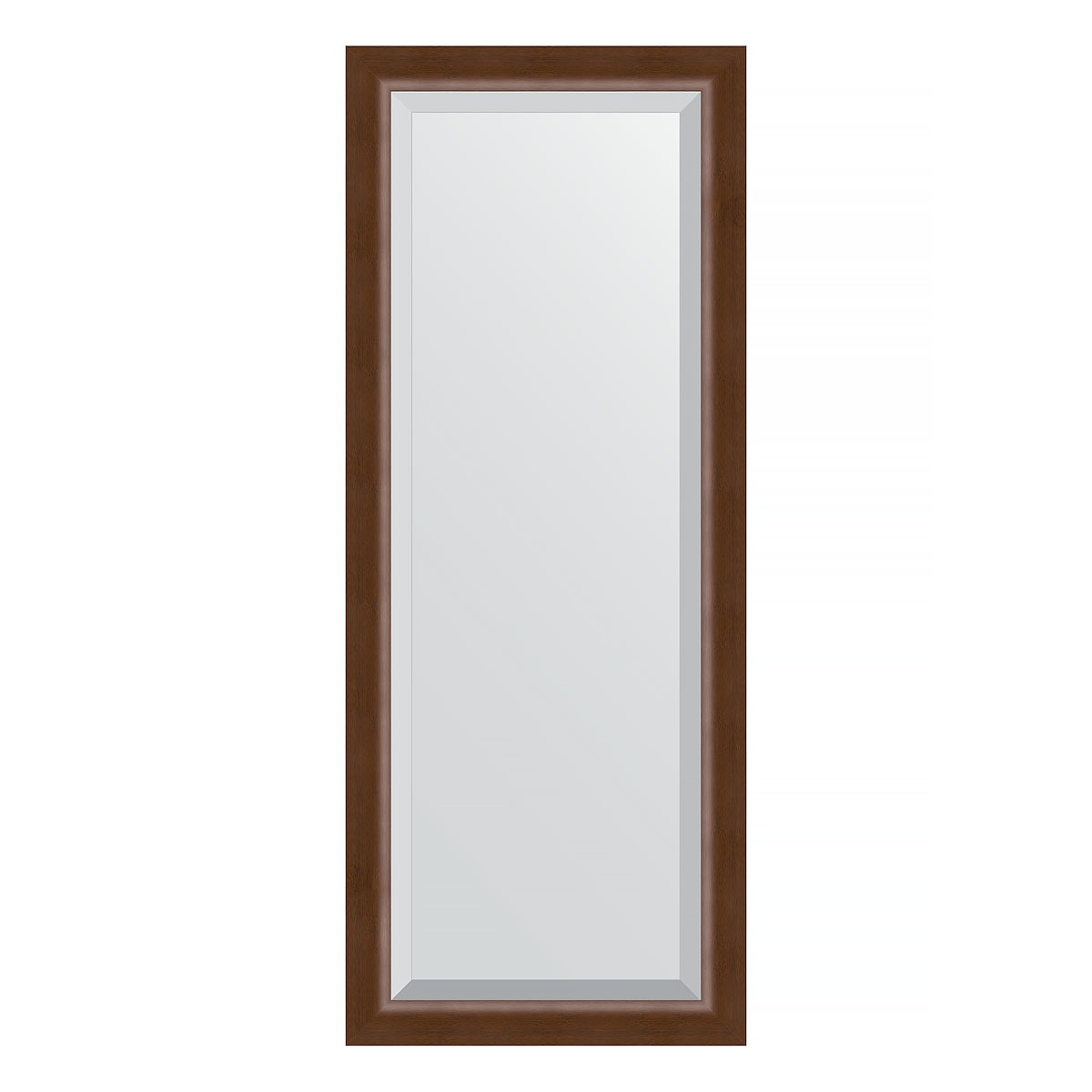 Зеркало с фацетом в багетной раме Evoform орех 65 мм 57х142 см зеркало элегант 60 110 см в раме из зеркальной мозаики для ванной