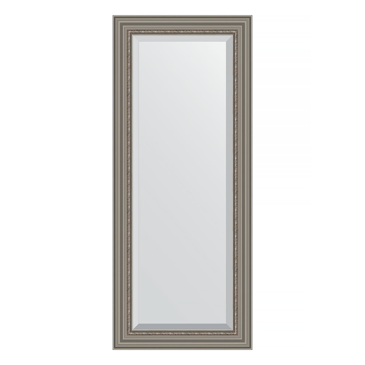 Зеркало с фацетом в багетной раме Evoform римское серебро 88 мм 61х146 см зеркало в багетной раме evoform травленое серебро 59 мм 54х104 см