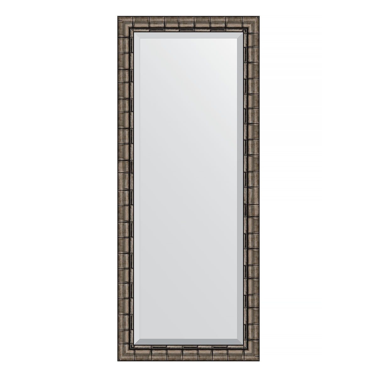 Зеркало с фацетом в багетной раме Evoform серебряный бамбук 73 мм 63х153 см