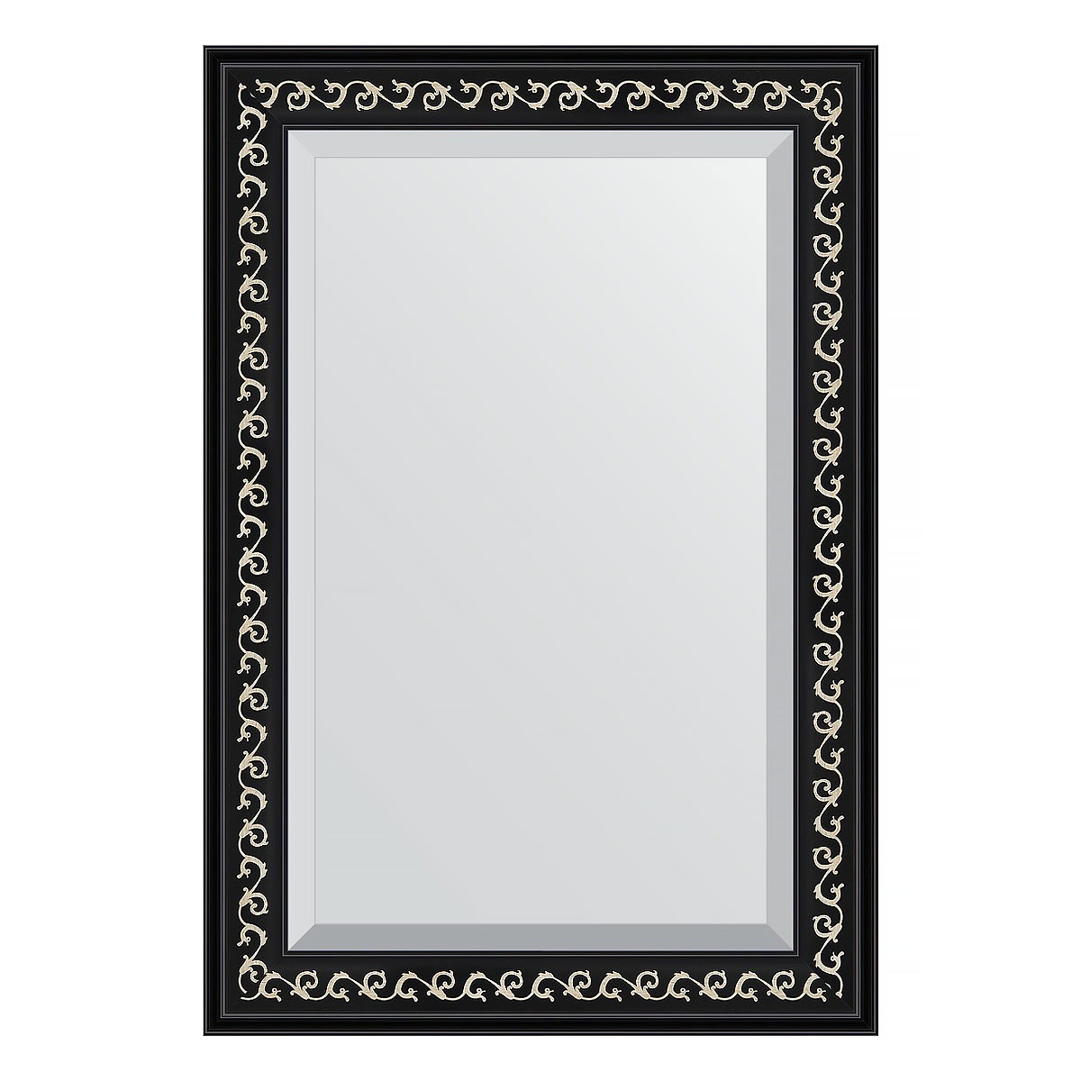 Зеркало с фацетом в багетной раме Evoform черный ардеко 81 мм 65х95 см зеркало evoform в багетной раме 56х86см bx 1239
