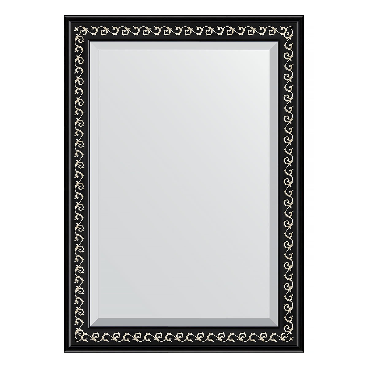 Зеркало с фацетом в багетной раме Evoform черный ардеко 81 мм 75х105 см зеркало в багетной раме evoform дуб 37 мм 60х60 см