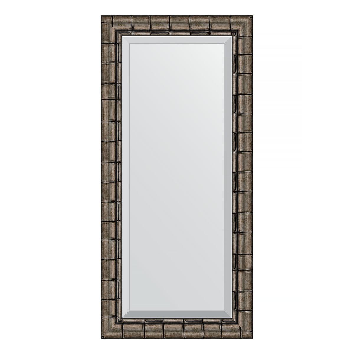 Зеркало с фацетом в багетной раме Evoform серебряный бамбук 73 мм 53х113 см