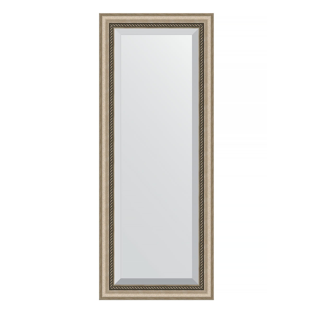 Зеркало с фацетом в багетной раме Evoform состаренное серебро с плетением 70 мм 53х133 см