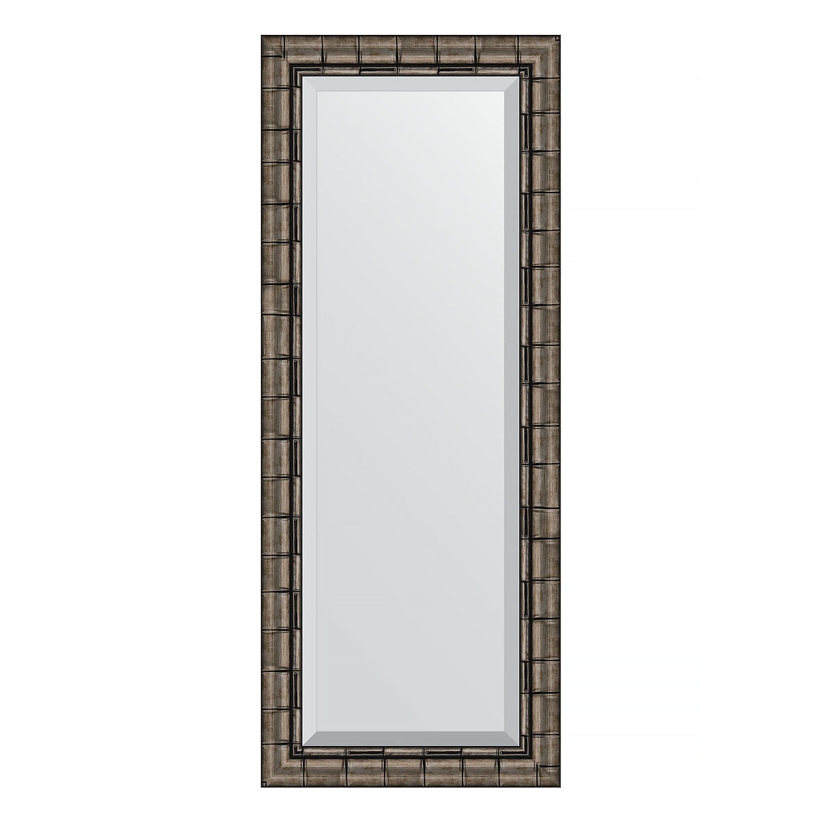 Зеркало с фацетом в багетной раме Evoform серебряный бамбук 73 мм 53х133 см