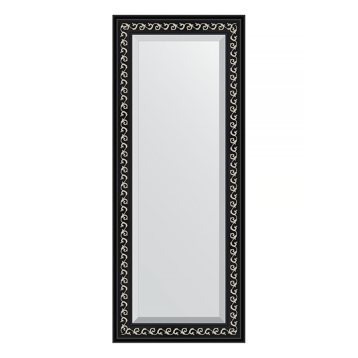 Зеркало с фацетом в багетной раме Evoform черный ардеко 81 мм 55х135 см зеркало в багетной раме evoform дуб 37 мм 60х60 см