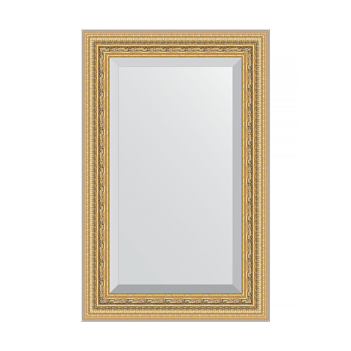 Зеркало с фацетом в багетной раме Evoform сусальное золото 80 мм 55х85 см зеркало evoform с фацетом 15 mm 70х120 см