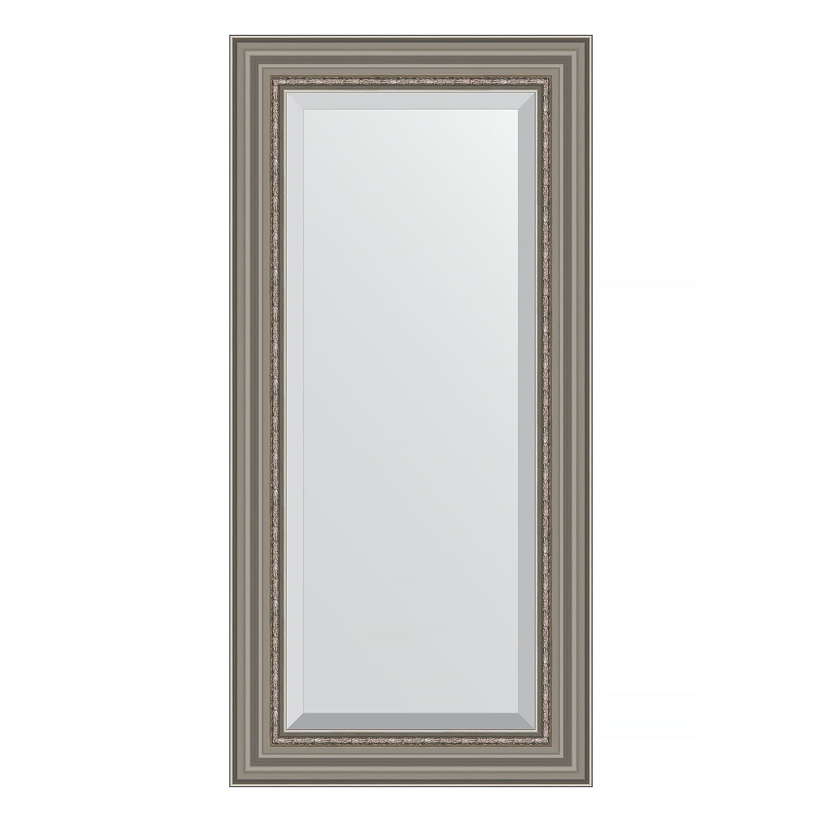 Зеркало с фацетом в багетной раме Evoform римское серебро 88 мм 56х116 см зеркало в багетной раме evoform травленое серебро 59 мм 54х104 см