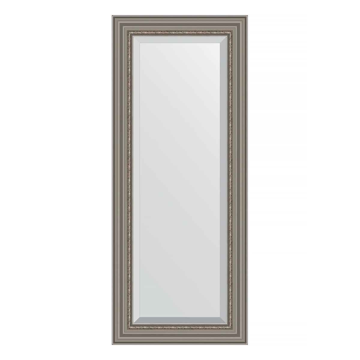 Зеркало с фацетом в багетной раме Evoform римское серебро 88 мм 56х136 см зеркало evoform в багетной раме 56х86см bx 1239