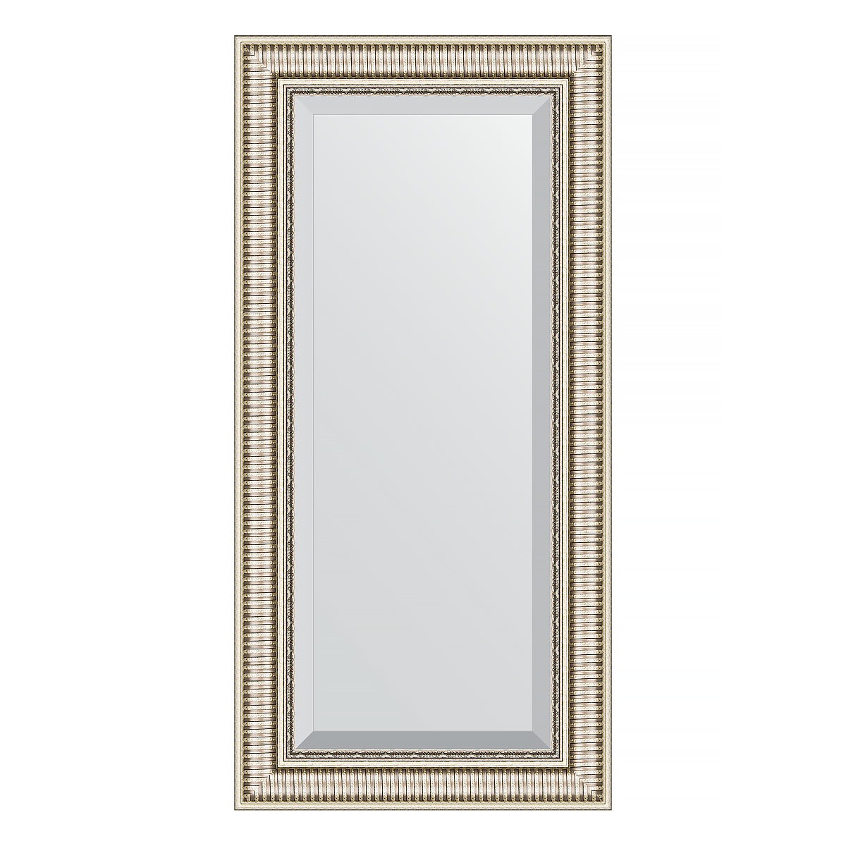 Зеркало с фацетом в багетной раме Evoform серебряный акведук 93 мм 57х117 см зеркало в багетной раме evoform алебастр 48 мм 72х72 см