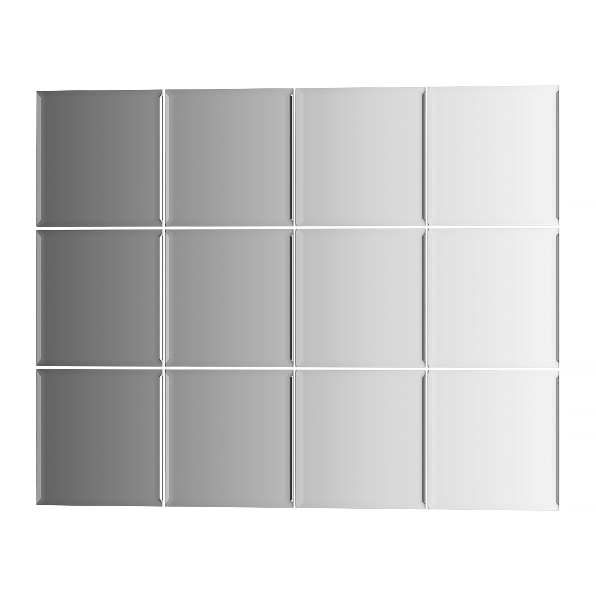 Зеркальная плитка Evoform с фацетом 5 mm - комплект 12 шт квадрат 10х10 см; серебро