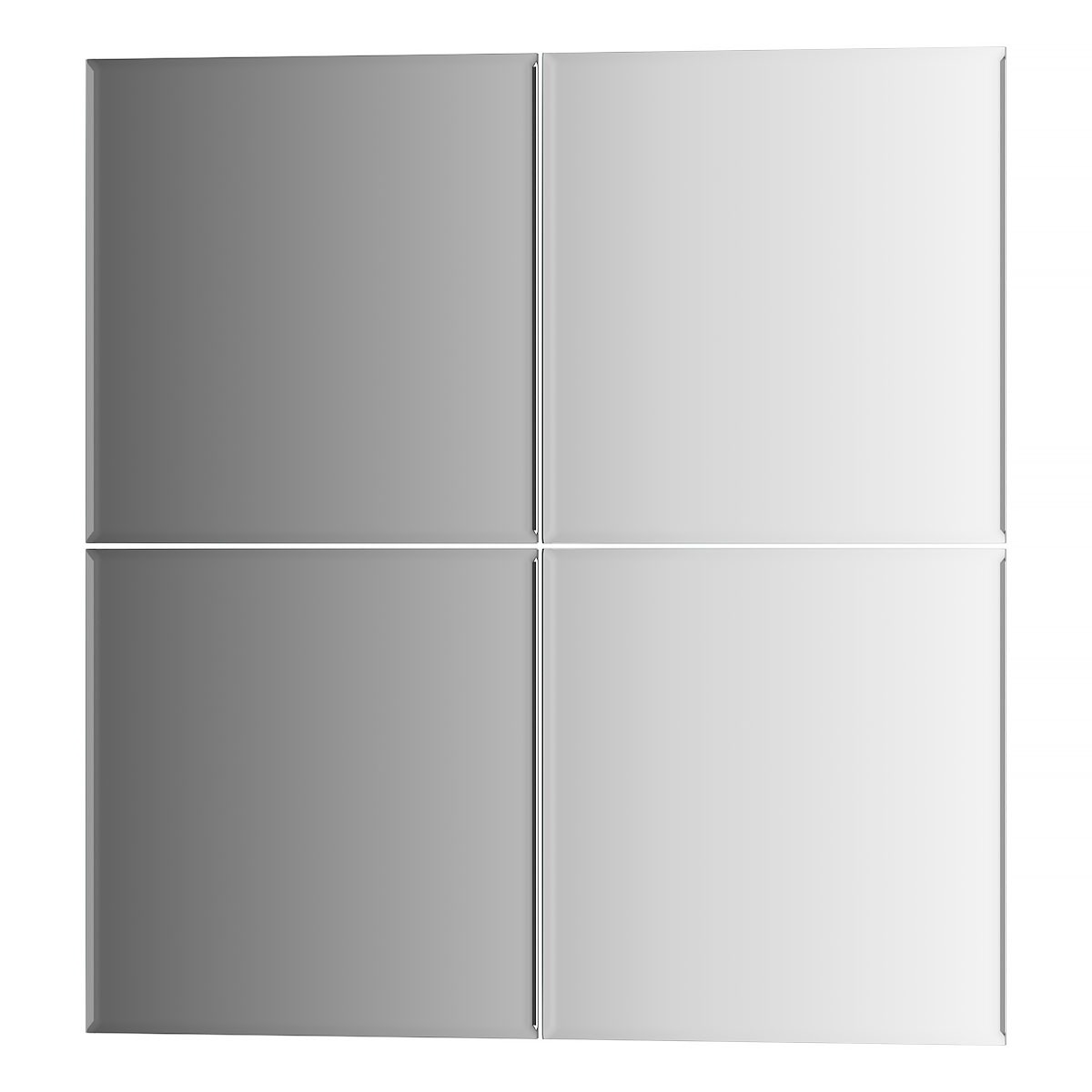 Зеркальная плитка Evoform с фацетом 5 mm - комплект 4 шт квадрат 20х20 см; серебро