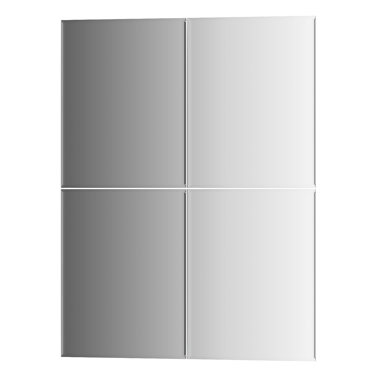 Зеркальная плитка Evoform с фацетом 5 mm - комплект 4 шт прямоугольник 20х25 см; серебро
