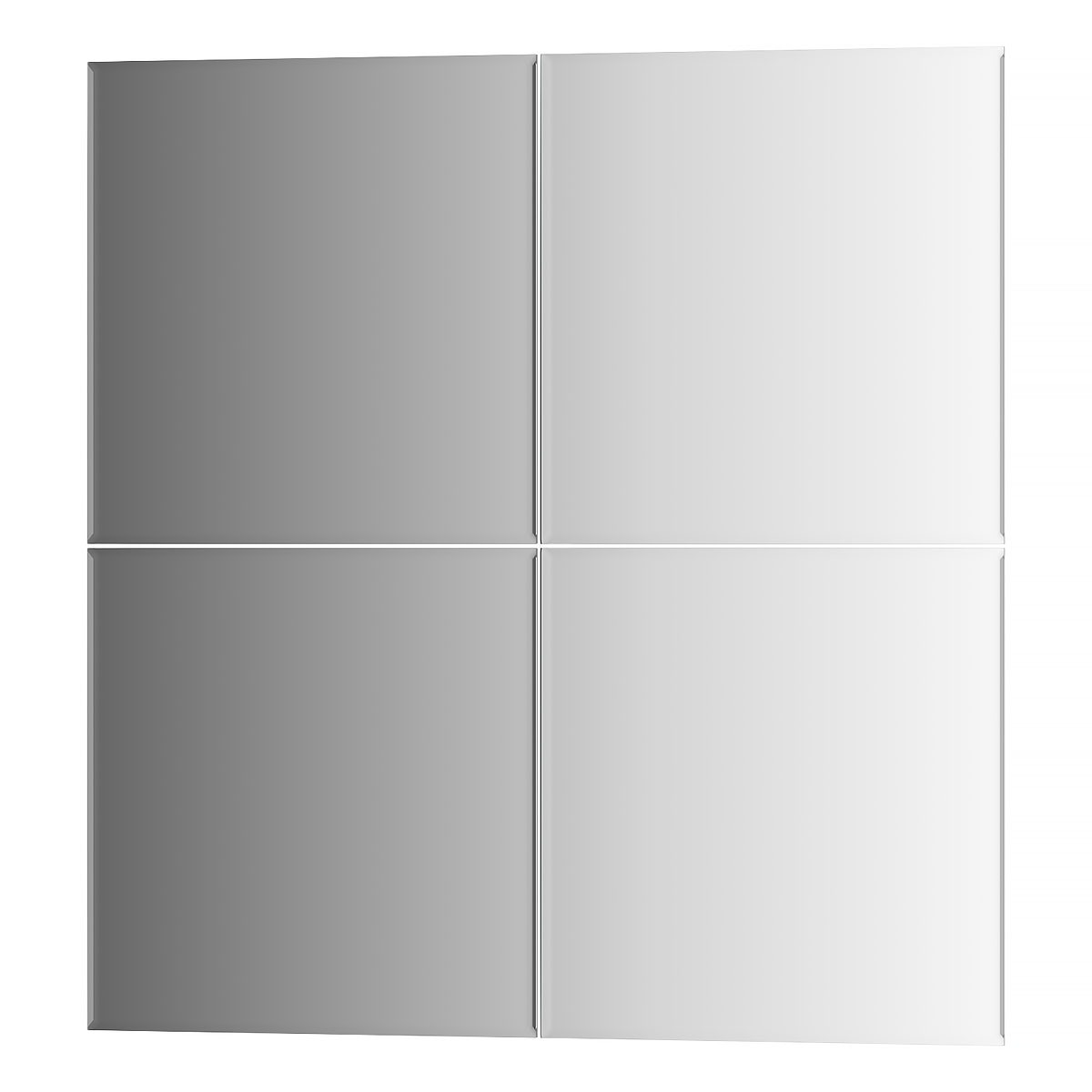 Зеркальная плитка Evoform с фацетом 5 mm - комплект 4 шт квадрат 25х25 см; серебро