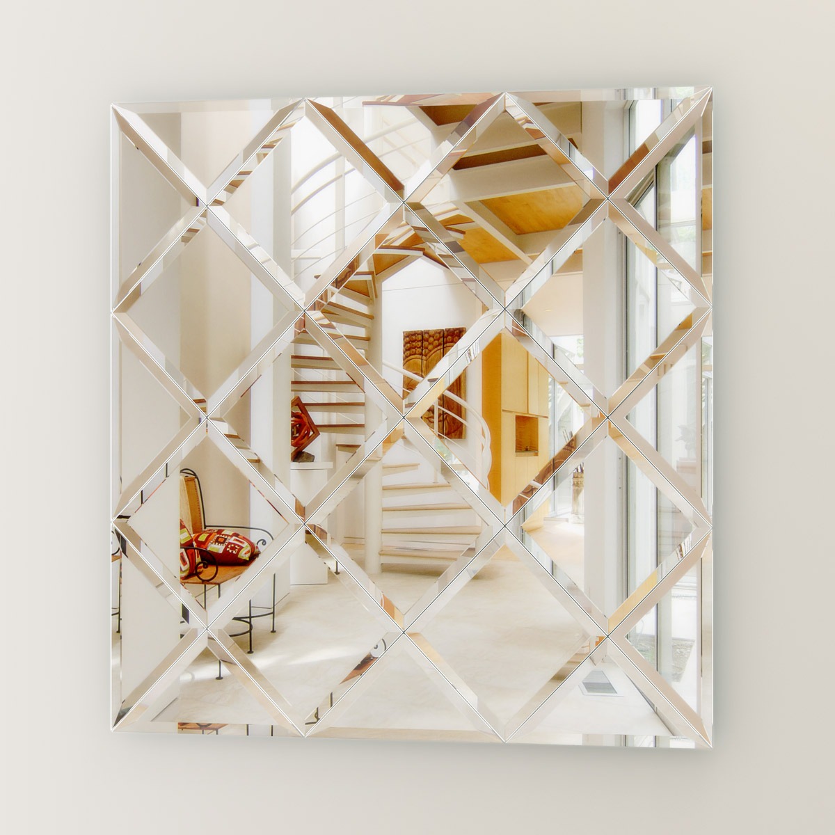 фото Зеркальная плитка evoform с фацетом 5 mm - комплект 4 шт квадрат 25х25 см; серебро