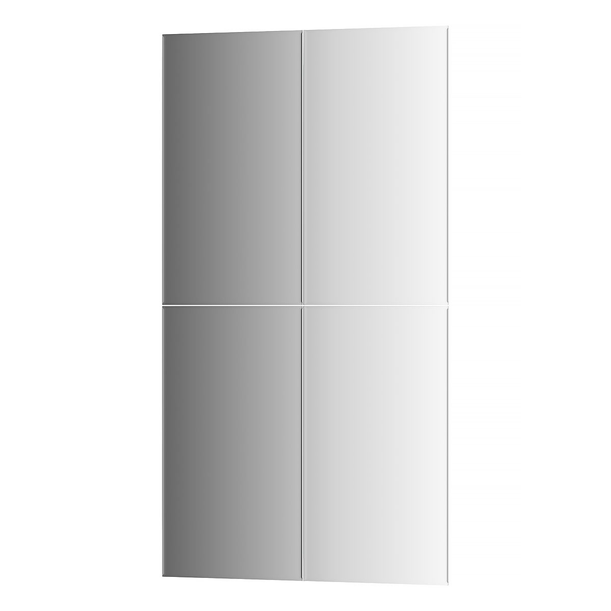 Зеркальная плитка Evoform с фацетом 5 mm - комплект 4 шт прямоугольник 25х45 см; серебро