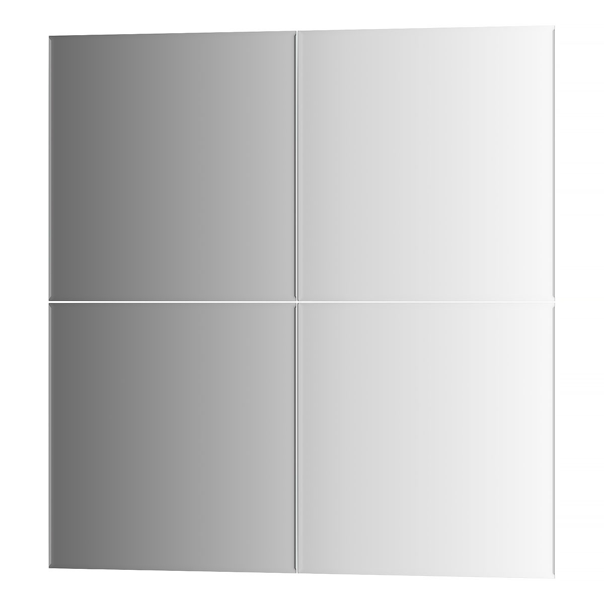 Зеркальная плитка Evoform с фацетом 5 mm - комплект 4 шт квадрат 30х30 см; серебро