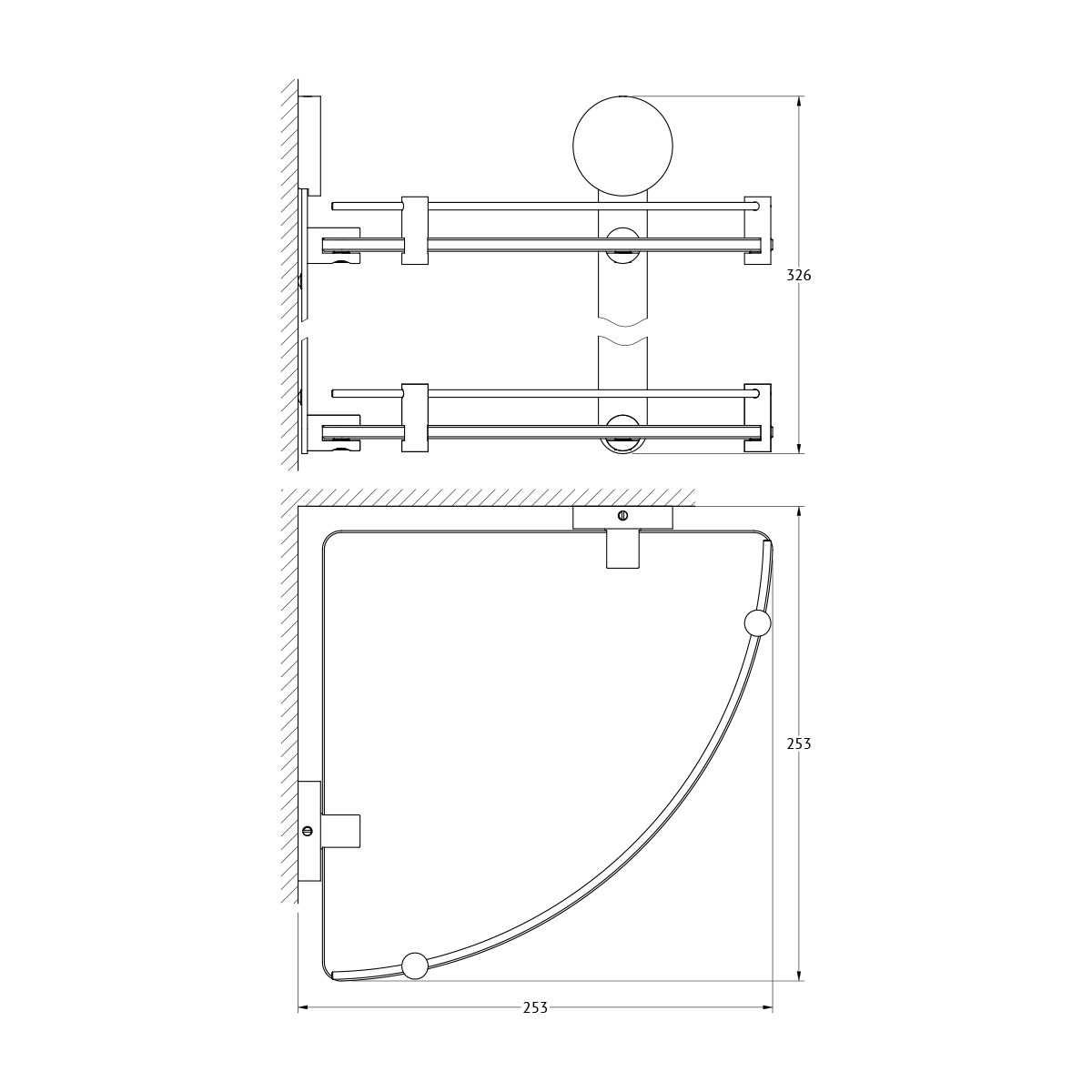 Полка угловая 2-х ярусная 26 cm (матовое стекло; хром) ARTWELLE HAR 040 Вид№2