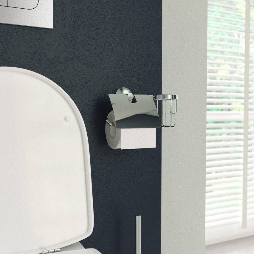 Держатель туалетной бумаги с крышкой и освежителя воздуха (хром) (ARTWELLE) HAR 051, цвет серебряный - фото 2