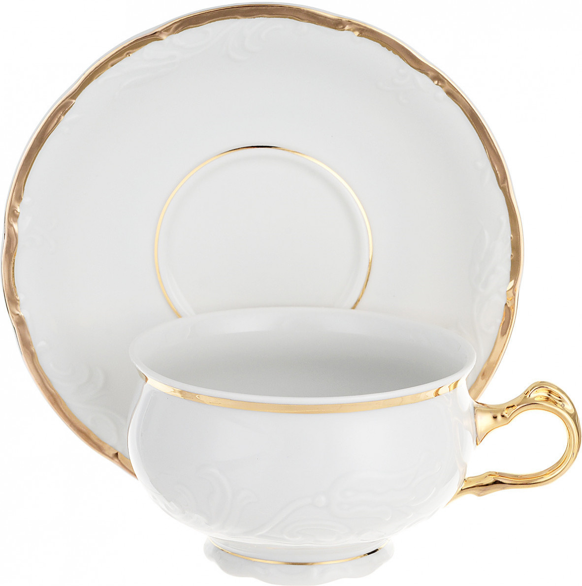 Чашка с блюдцем THUN Белоснежный тюльпан, золотые держатели чашка с блюдцем thun белоснежный тюльпан золотые держатели