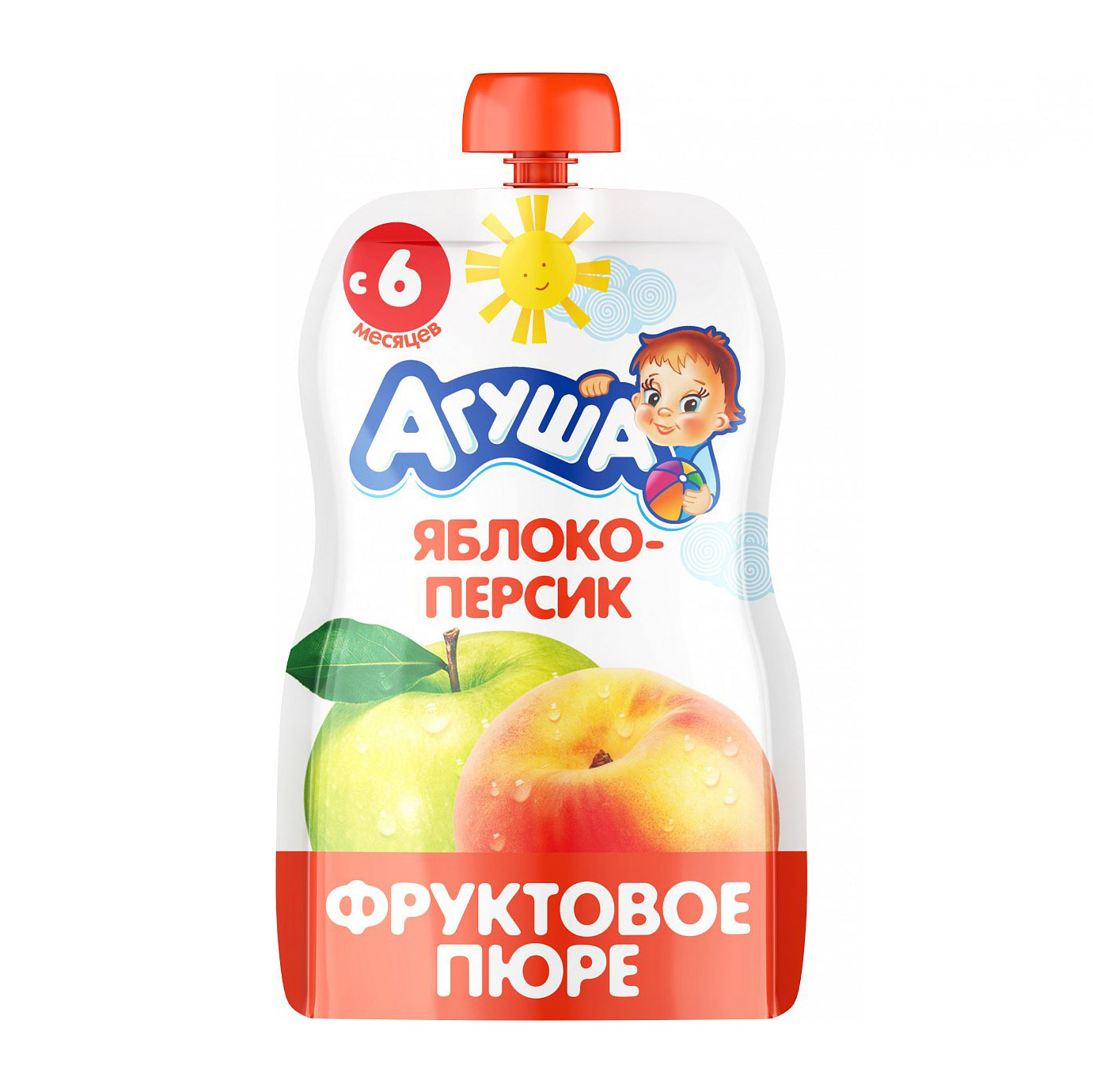 цена Пюре фруктовое Агуша Яблоко-Персик 90 г