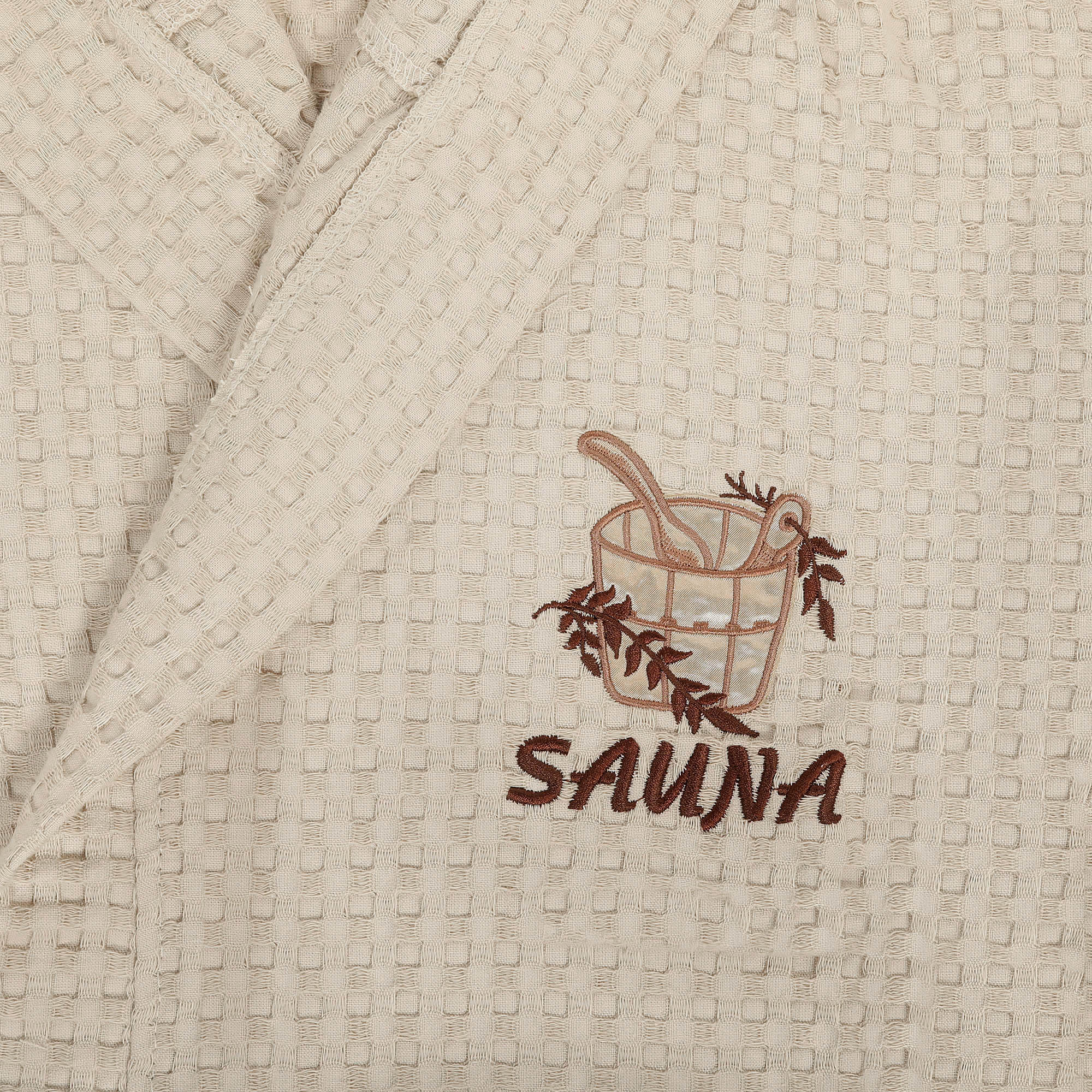 фото Халат мужской asil sauna brown m вафельный с капюшоном